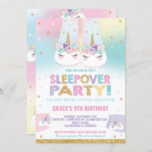 Rainbow Unicorn Sleepos Geburtstagsparty Pajama Einladung