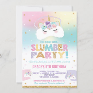 Rainbow Unicorn Slumber Geburtstag Party Sleepover Einladung