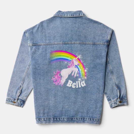 Rainbow Unicorn Springmädchen Jeansjacke (Rückseite)