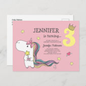 Rainbow Unicorn Stars Einladung zum Geburtstag (Vorne/Hinten)