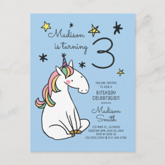 Rainbow Unicorn Stars Einladung zum Geburtstag
