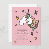 Rainbow Unicorn Stars Einladung zum Geburtstag (Vorne/Hinten)