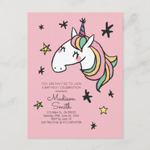 Rainbow Unicorn Stars Einladung zum Geburtstag