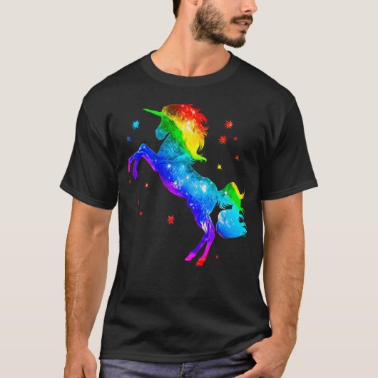 Rainbow Unicorn Stars Galaxy Style Space T-Shirt (Vorderseite)