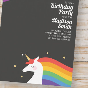 Rainbow Unicorn Stars Geburtstagsparty Einladung
