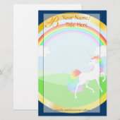 Rainbow Unicorn Stationery Briefpapier (Vorne/Hinten)