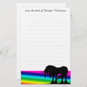 Rainbow Unicorn Stationery mit Linien Briefpapier (Vorne/Hinten)