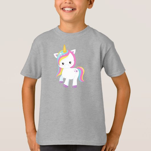 Rainbow Unicorn, Stern, Niedliches Einhorn, Zauber T-Shirt (Vorderseite)