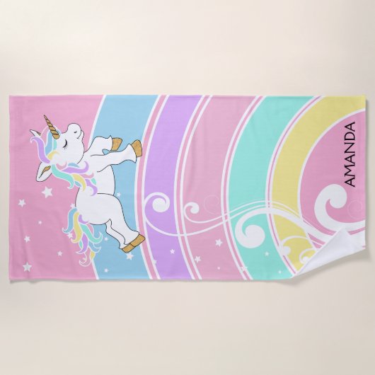 Rainbow Unicorn Strandtuch (Vorderseite)