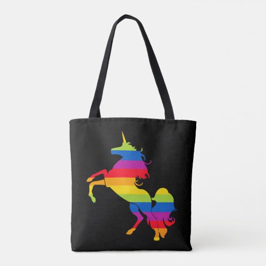 Rainbow Unicorn Streifen farbenfroh Tasche (Rückseite)