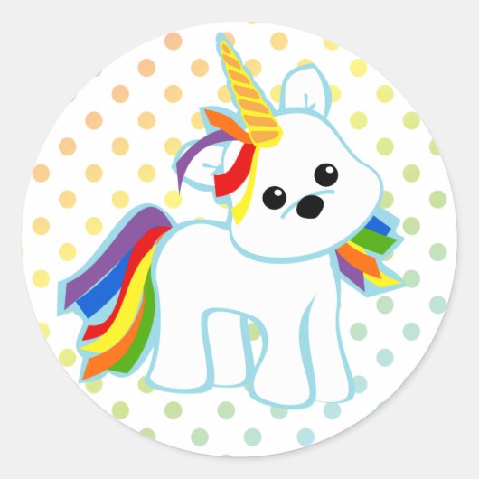 Rainbow Unicorn-Süsse Runder Aufkleber (Vorderseite)