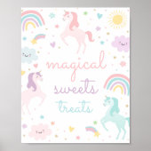 Rainbow Unicorn Süßigkeiten und Leckereien Geburts Poster (Vorne)