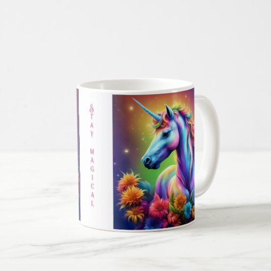 Rainbow Unicorn-Tasse Kaffeetasse (VorderseiteRechts)