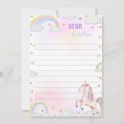 Rainbow Unicorn Time Capsule Note Card Dankeskarte (Vorderseite)