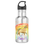 Rainbow Unicorn träumen immer mit Goldkonfetti Edelstahlflasche (Vorderseite)