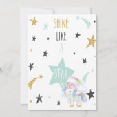 Rainbow Unicorn, Twinkle Little Star Baby Dusche Einladung (Rückseite)