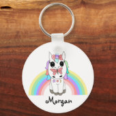 Rainbow Unicorn und Butterfly Personalisiert Schlüsselanhänger (Vorderseite)