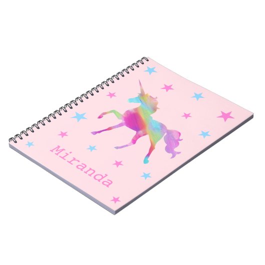 Rainbow Unicorn und Stars Notebook Notizblock (Linke Seite)