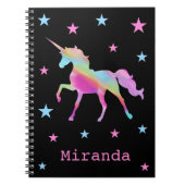 Rainbow Unicorn und Stars Notebook Notizblock (Vorderseite)