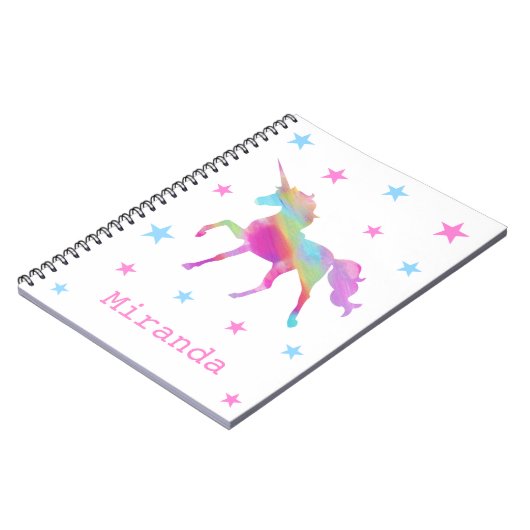 Rainbow Unicorn und Stars Notebook Notizblock (Linke Seite)