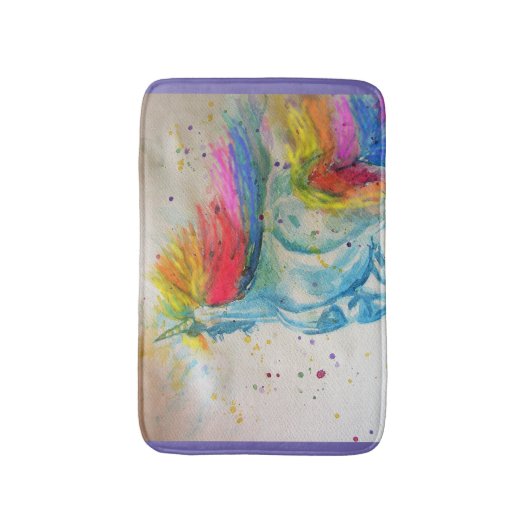 Rainbow Unicorn unicorns Wasserfarbe Badematte (Vorderseite Vertikal)