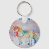 Rainbow Unicorn Unicorns Wasserfarbene Girls Lila Schlüsselanhänger (Rückseite)