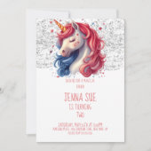 Rainbow Unicorn Valentinstag Party Einladung (Vorderseite)