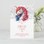 Rainbow Unicorn Valentinstag Party Einladung (Stehend Vorderseite)