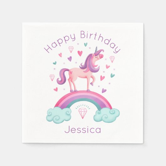 Rainbow Unicorn Vielen Dank Serviette (Vorderseite)