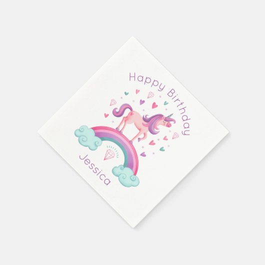 Rainbow Unicorn Vielen Dank Serviette (Ecke)