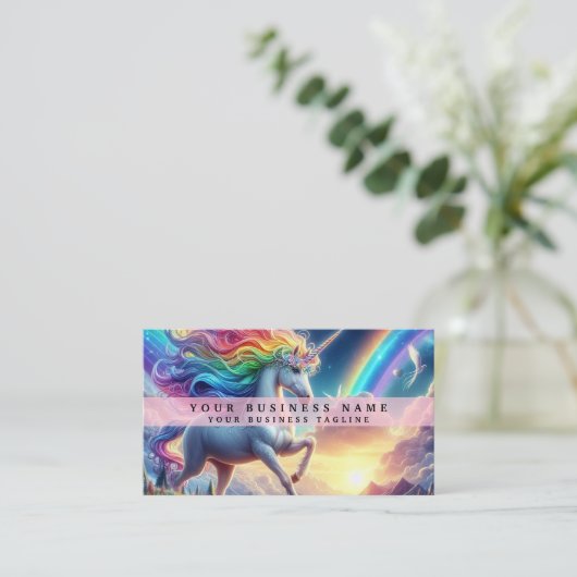 Rainbow Unicorn Visitenkarte (Stehend Vorderseite)