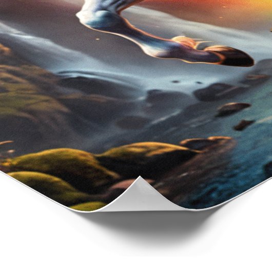 Rainbow Unicorn vor Castle Poster (Ecke)