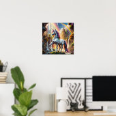 Rainbow Unicorn vor Castle Poster (Heimbüro)