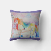 Rainbow Unicorn Wasserfarbe Lila Niedliche Kinder Kissen (Rückseite)