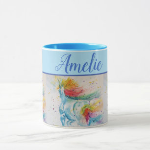 Rainbow Unicorn Watercolor niedlich Whimsica Art T Tasse
