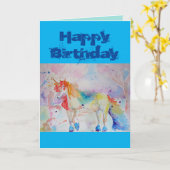 Rainbow Unicorn Watercolor Whimsical Card Karte (Gelbe Blume)