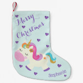 Rainbow Unicorn Weihnachts-Glitzer Aqua Kleiner Weihnachtsstrumpf (Vorderseite)