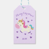 Rainbow Unicorn Weihnachtsfest Glitzer Lila Geschenkanhänger (Vorderseite)