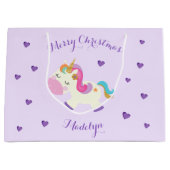 Rainbow Unicorn Weihnachtsfest Glitzer Lila Große Geschenktüte (Vorderseite)