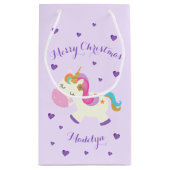 Rainbow Unicorn Weihnachtsfest Glitzer Lila Kleine Geschenktüte (Rückseite)
