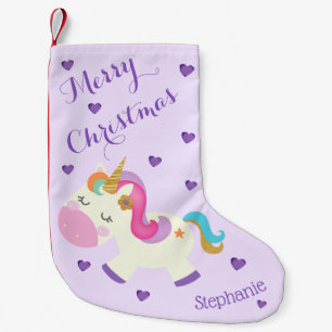 Rainbow Unicorn Weihnachtsfest Glitzer Lila Kleiner Weihnachtsstrumpf
