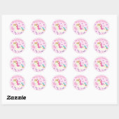 Rainbow Unicorn Weihnachtsfest Glitzer Pink Runder Aufkleber (Blatt)