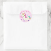 Rainbow Unicorn Weihnachtsfest Glitzer Pink Runder Aufkleber (Tasche)