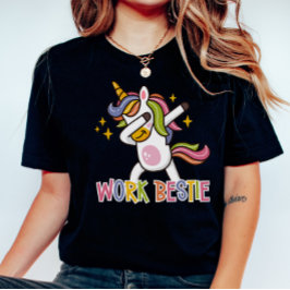 Rainbow Unicorn Work Bestie Emotionale Unterstützu T-Shirt