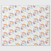 Rainbow & Unicorn Wrapping Paper Geschenkpapier (Flach)