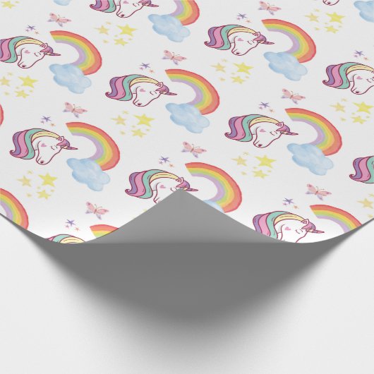Rainbow & Unicorn Wrapping Paper Geschenkpapier (Ecke)