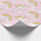 Rainbow Unicorn Wrapping Paper (Personalized) Pink Geschenkpapier (Ecke)
