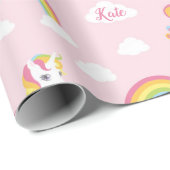 Rainbow Unicorn Wrapping Paper (Personalized) Pink Geschenkpapier (Rolleneckpunkt)