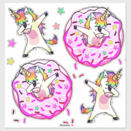 Rainbow Unicorns Dab Dance Donut Party Aufkleber