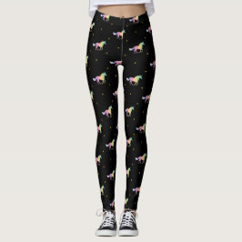 Rainbow Unicorns & Gold Star Muster Leggings